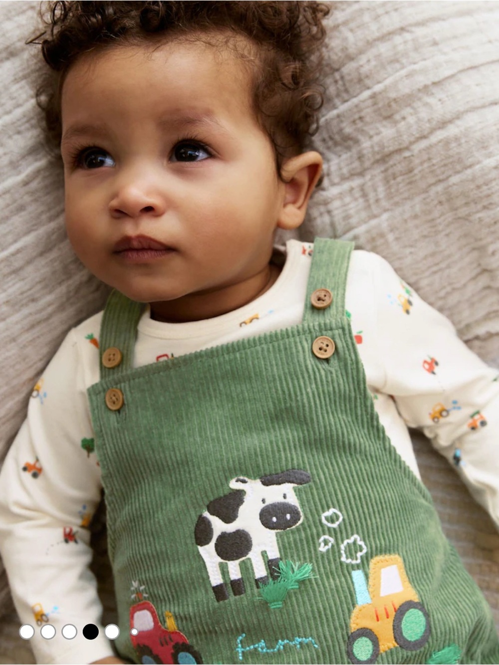 NEXT Baby Farm Tractor Corduroy Dungarees + Bodysuit Set – 6–9M